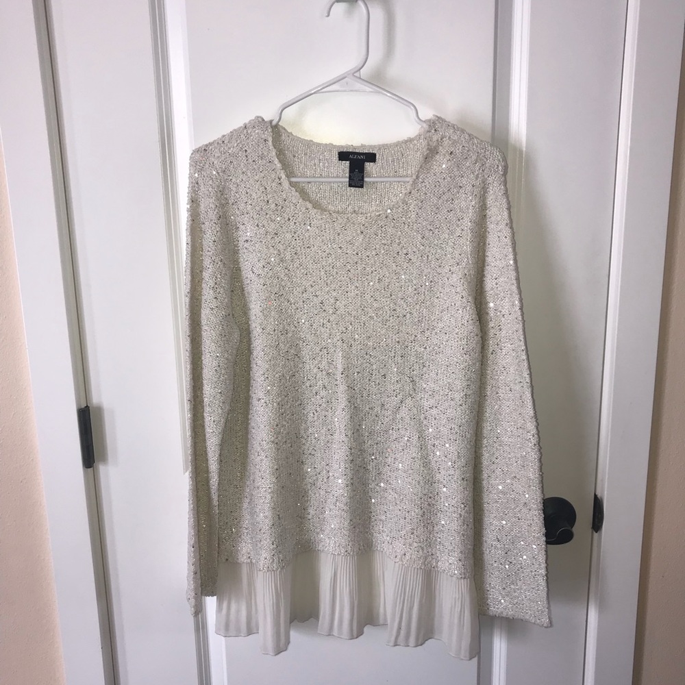 White sparkle sweater top